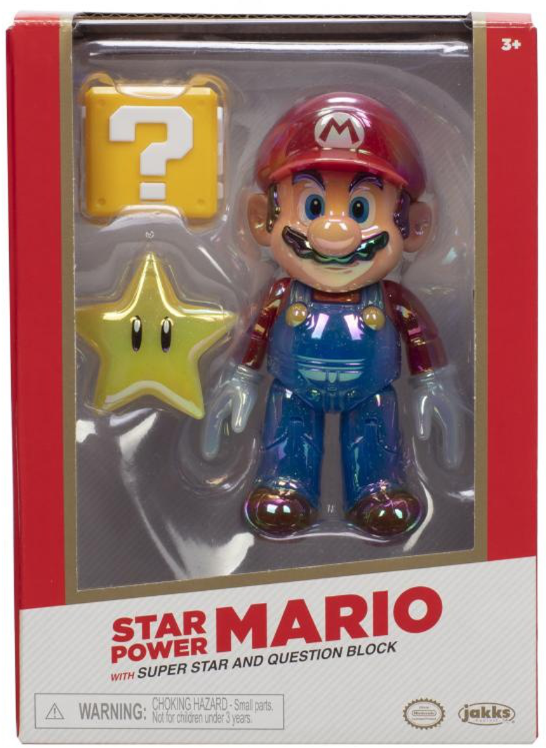 JAKKS PACIFIC Nintendo : mario avec étoile et bloc point d'interrogation - Figurine de collection (Multicolore)