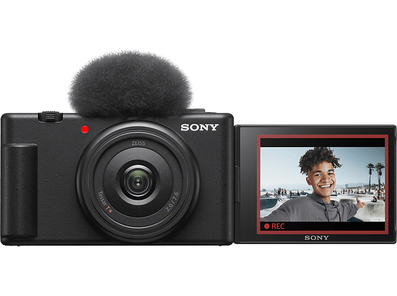 Sony Kompaktkamera ZV-1F für Vlogging, 20.1MP, 1 Zoll Sensor, f2.0, 4K30p, 16B/s, 3 Zoll Touch LCD, Schwarz