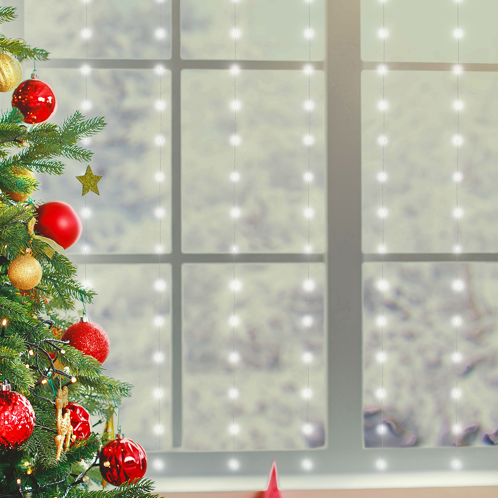 CHRISTMAS LIGHTING beltéri Micro LED-es fényfüggöny, 3x2m, 200 LED, hidegfehér (MLF 200/WH)