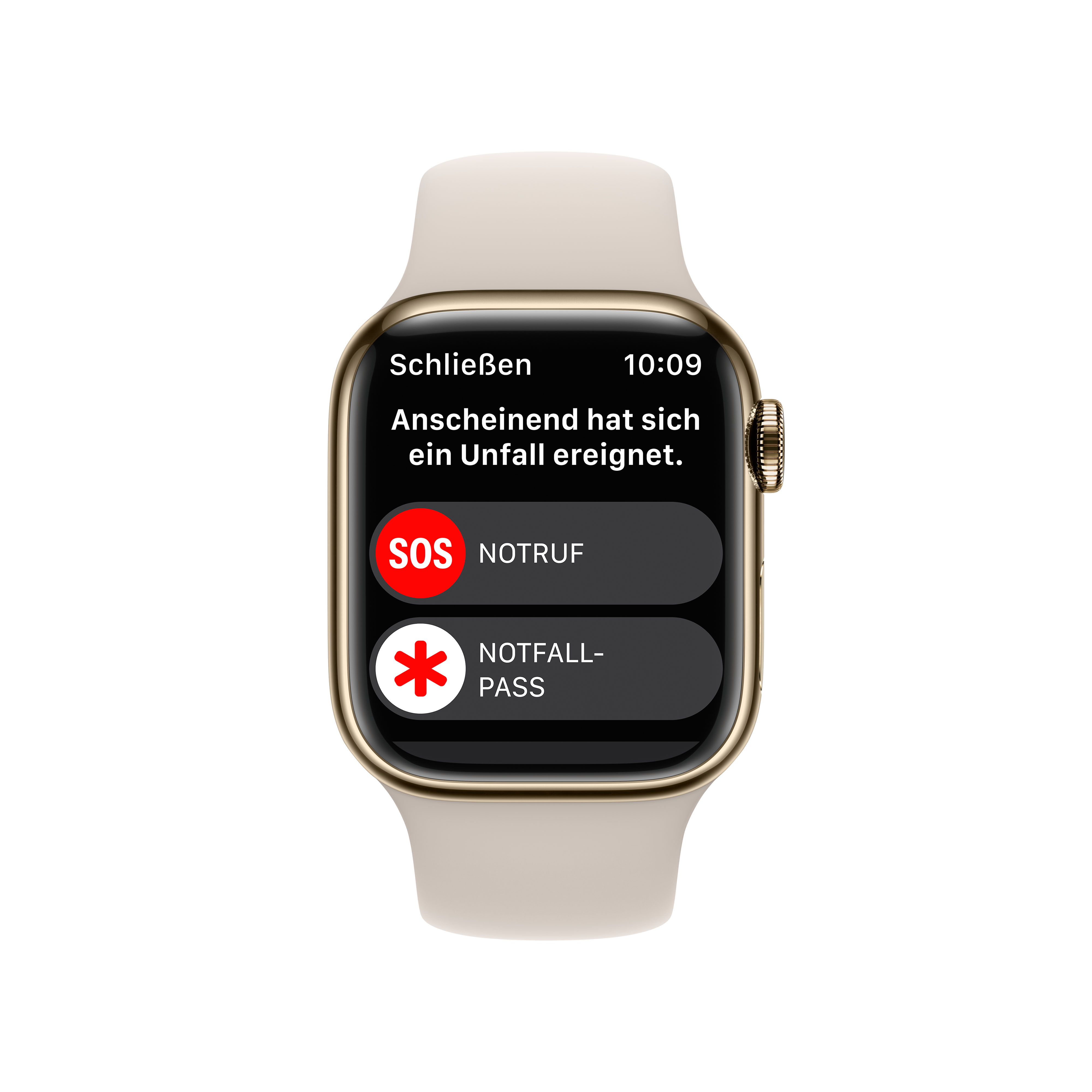 APPLE Watch Series 8 (GPS + Cellular) 41 mm Smartwatch Edelstahl Fluorelastomer, 130 - 200 mm, Armband: Polarstern, Gehäuse: Gold