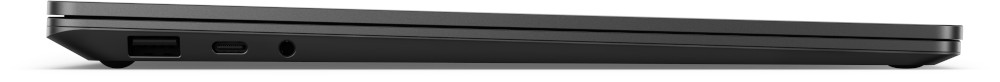 Vue latérale d'un appareil noir avec ports USB et audio.