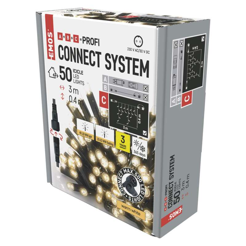 EMOS Connect System LED lámpák doboza, termékképpel és szöveggel.