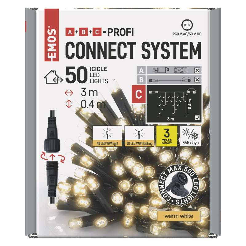 'CONNECT SYSTEM' jégcsap LED-lámpák doboza. Lámpák, műszaki adatok és 3 év garancia.