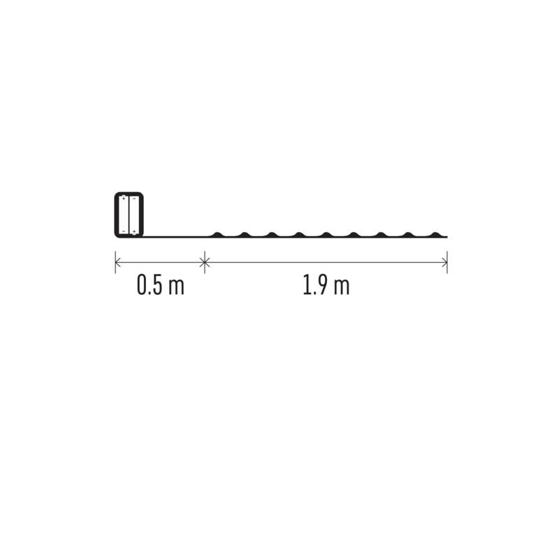 Lineáris LED-szalag diagramja. 0,5 m és 1,9 m méretekkel.