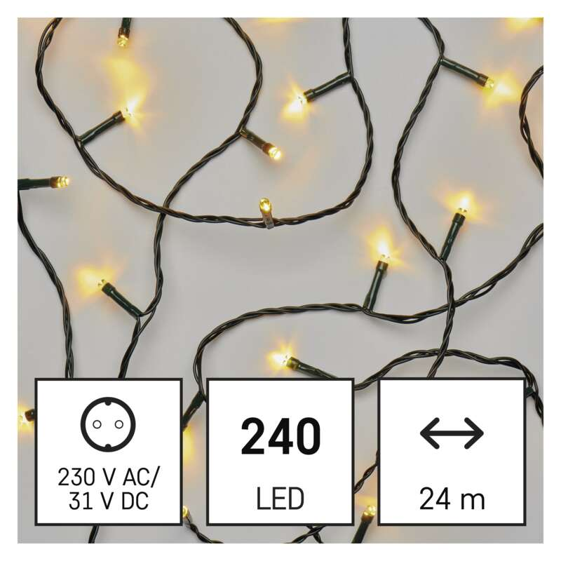 Füzérfények. 240 LED, 230V AC/31V DC, 24 m.
