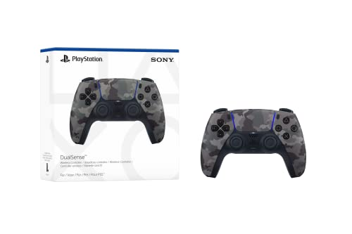 Controlador PlayStation DualSense camuflaje en embalaje, junto al controlador en sí.