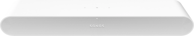 Fehér Sonos soundbar, középen a Sonos logóval.