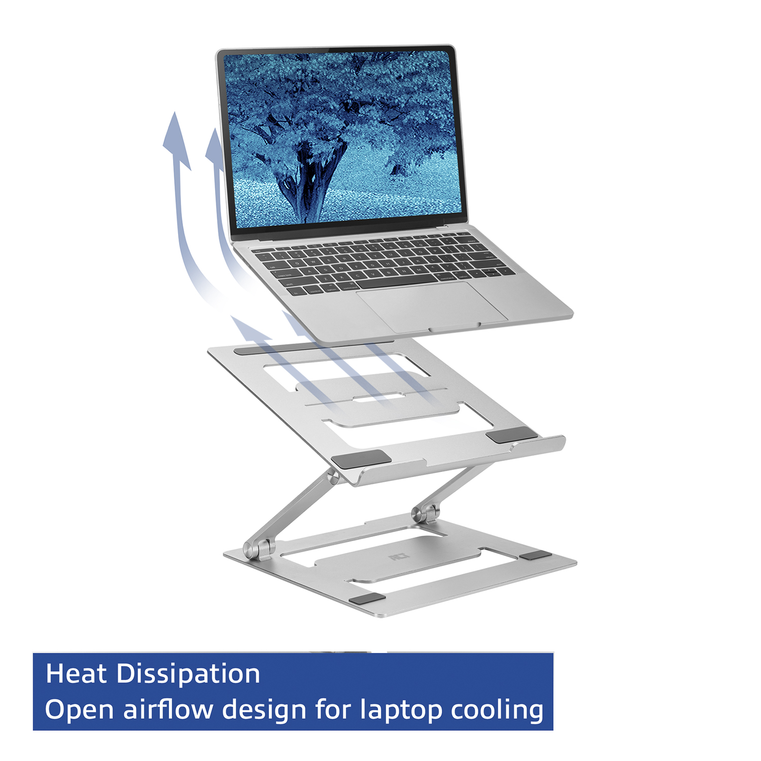 ACT Aluminium Laptop Standaard - Opvouwbaar En Verstelbaar - Tot 15,6 Inch - 6 Hoogtes