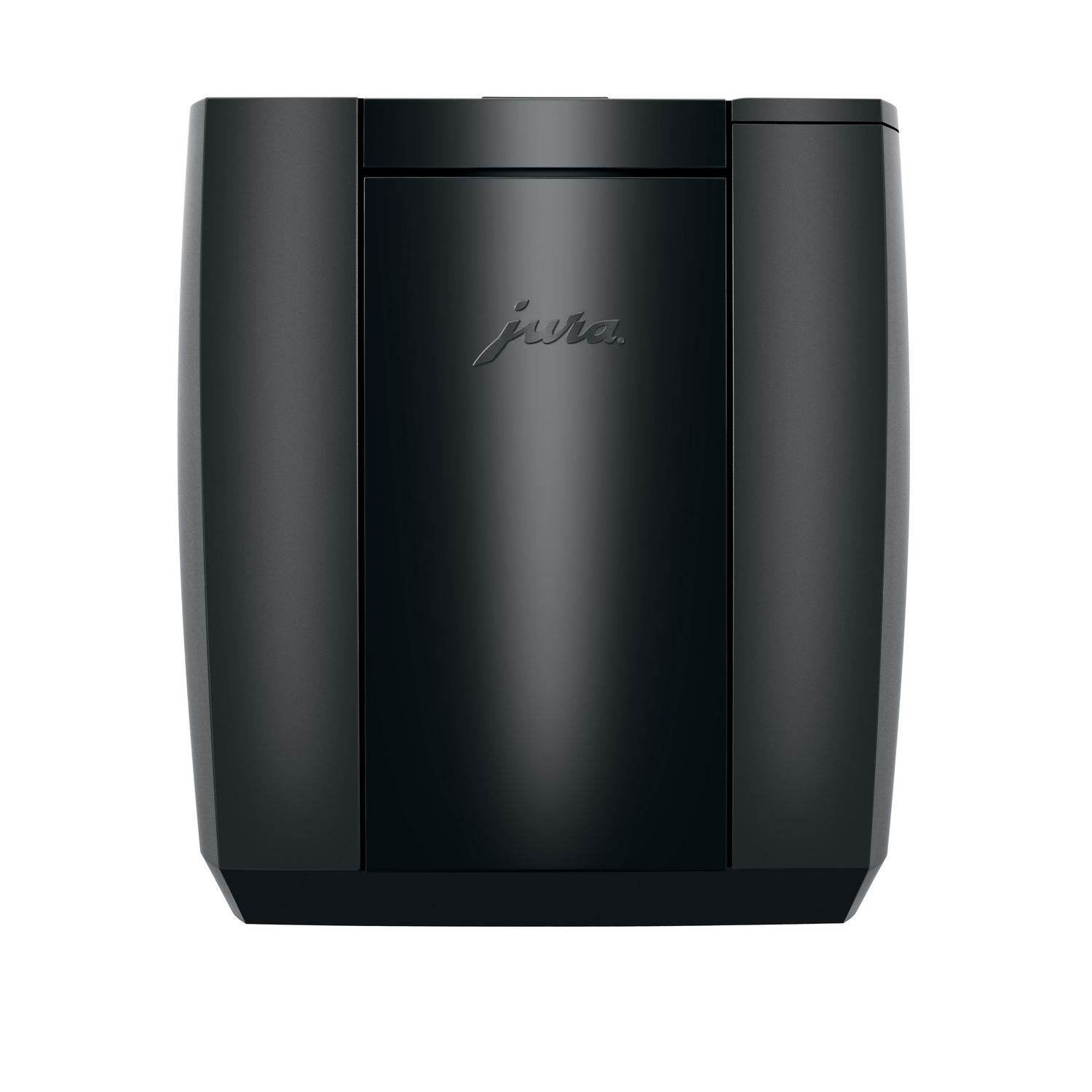 Black Jura coffee machine on a white background.