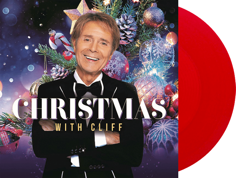 Christmas with Cliff album borítója. Egy fekete öltönyös férfi mosolyog egy karácsonyfa előtt.