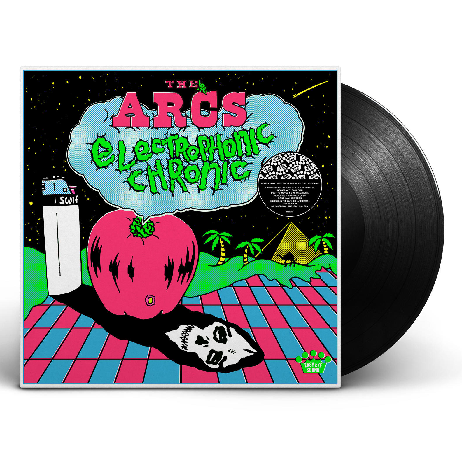 Das Albumcover The Arcs Electrophonic Chronic mit Feuerzeug und Tomate.