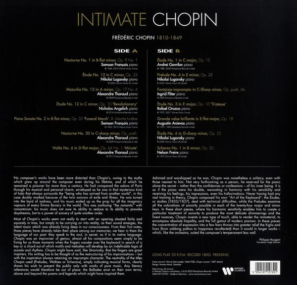 Buchcover mit Text. Titel: Frédéric Chopin. Seite A und B sind mit Musikkompositionen aufgelistet.