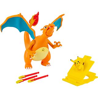 JAZWARES Pokémon Flame & Flight Deluxe - Glurak & Pikachu - Action figure interattiva (Multicolore)