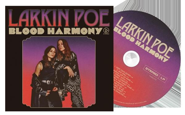 Albumcover und CD. Cover: Larkin Poe, Blood Harmony. Frauen auf dem Cover.
