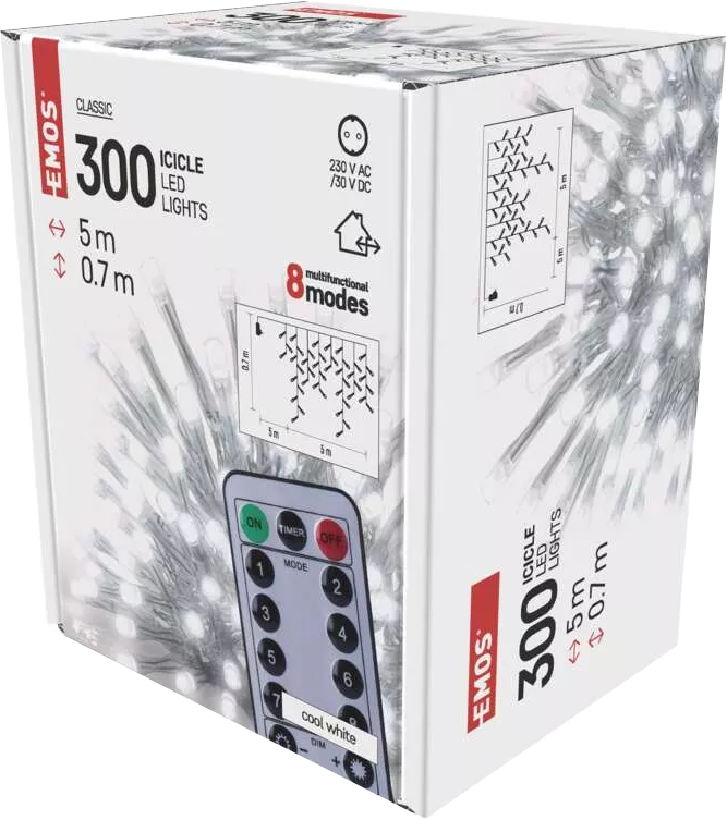 300 jégcsap LED lámpa doboza, távirányítóval.