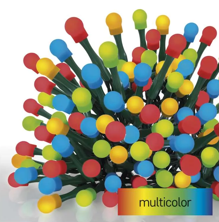 EMOS kültéri és beltéri, LED fényfüzér, cseresznye – golyók, 20 méter, 200 LED, RGB (D5AM06)