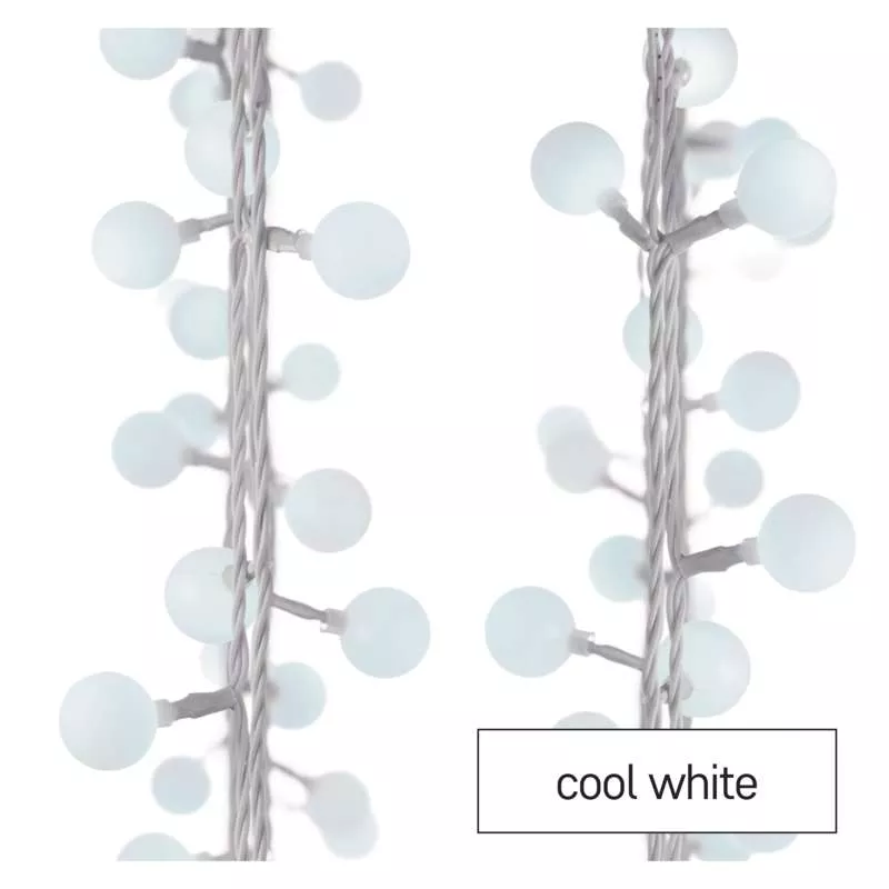 EMOS kültéri és beltéri, LED fényfüzér, cseresznye – golyók 2,5 cm, 4 méter, 40LED, hideg fehér (D5AC01)