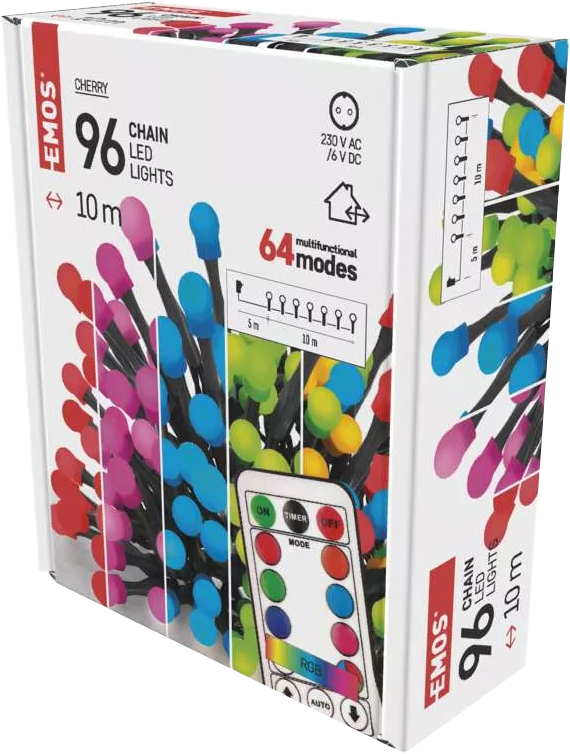 96 színes LED-es lámpa doboza karácsonyra.
