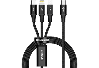 BASEUS Rapid 3 in 1 Hızlı Şarj Type-C to C+L+C PD 20W 1.5m Şarj Kablosu Siyah_0