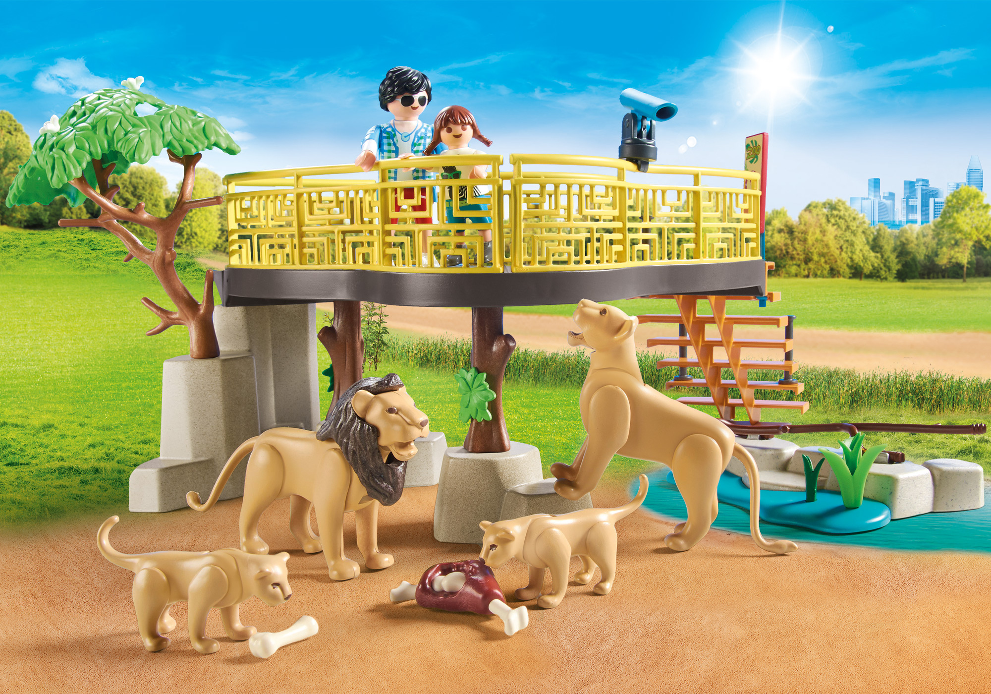 PLAYMOBIL 71192 Spielset, Löwen Mehrfarbig im Freigehege