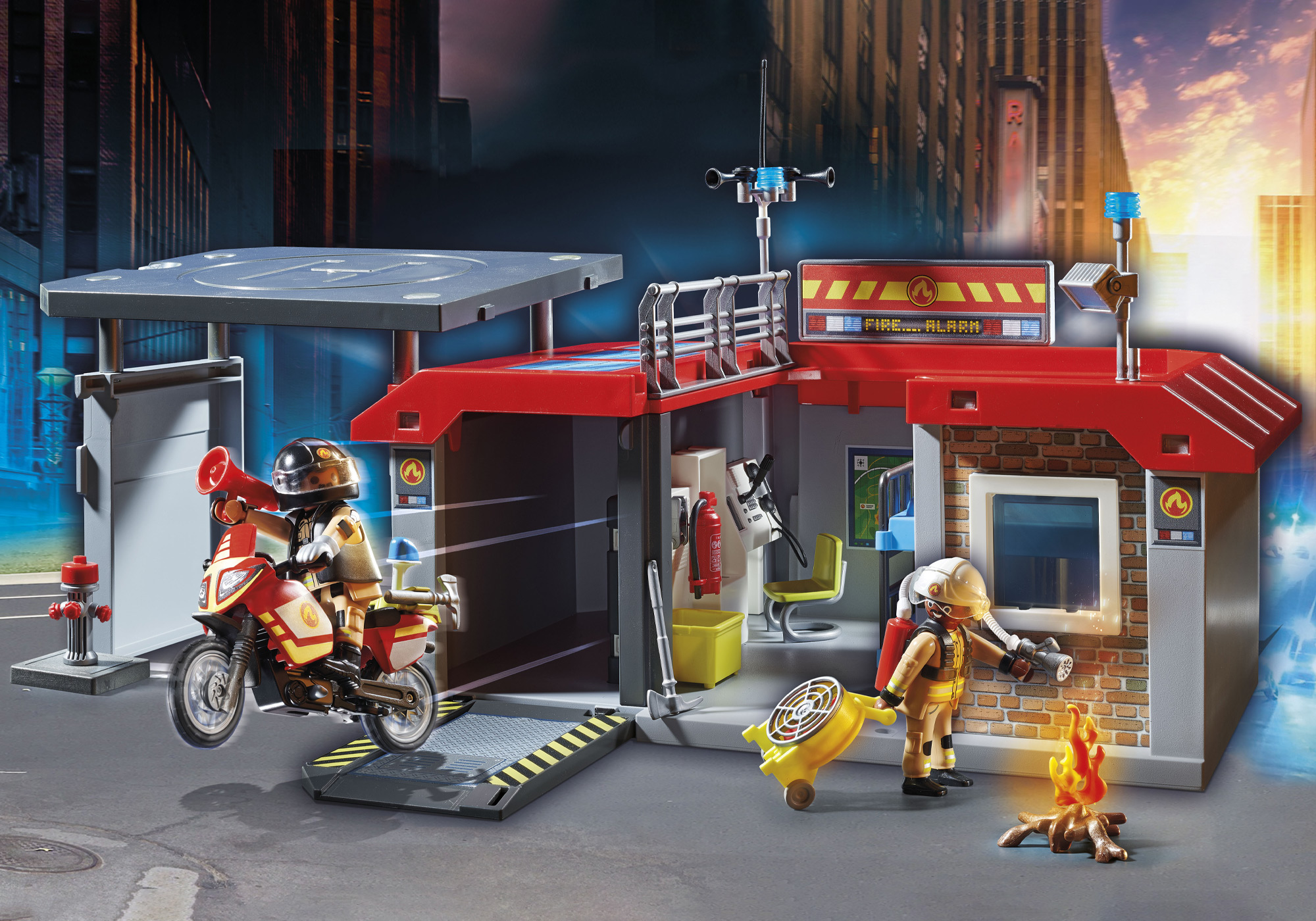 PLAYMOBIL 71193 Mitnehm-Feuerwehrstation Spielset, Mehrfarbig