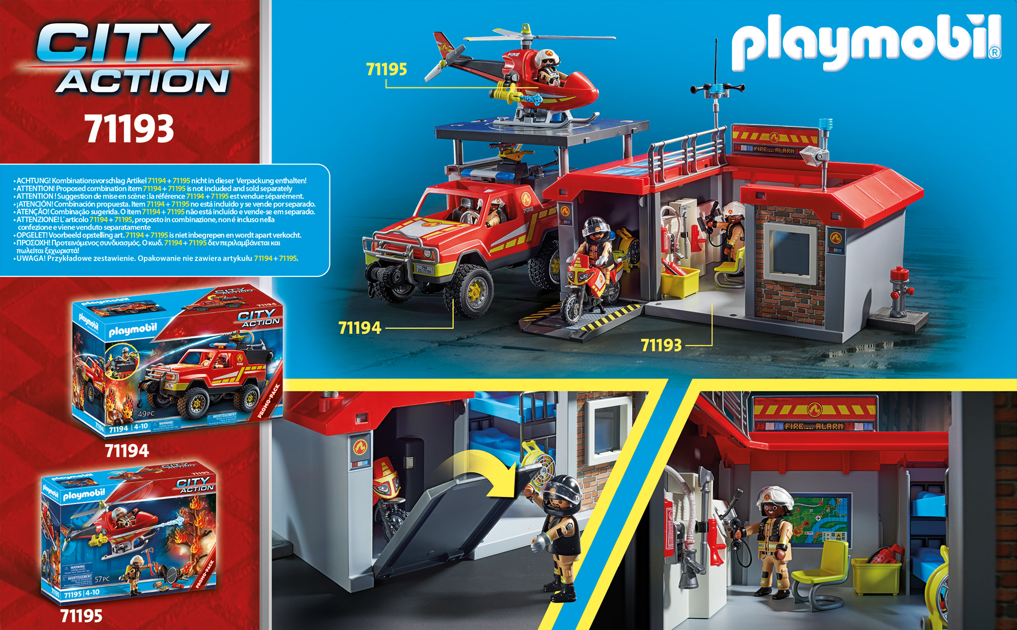 PLAYMOBIL 71193 Mitnehm-Feuerwehrstation Spielset, Mehrfarbig