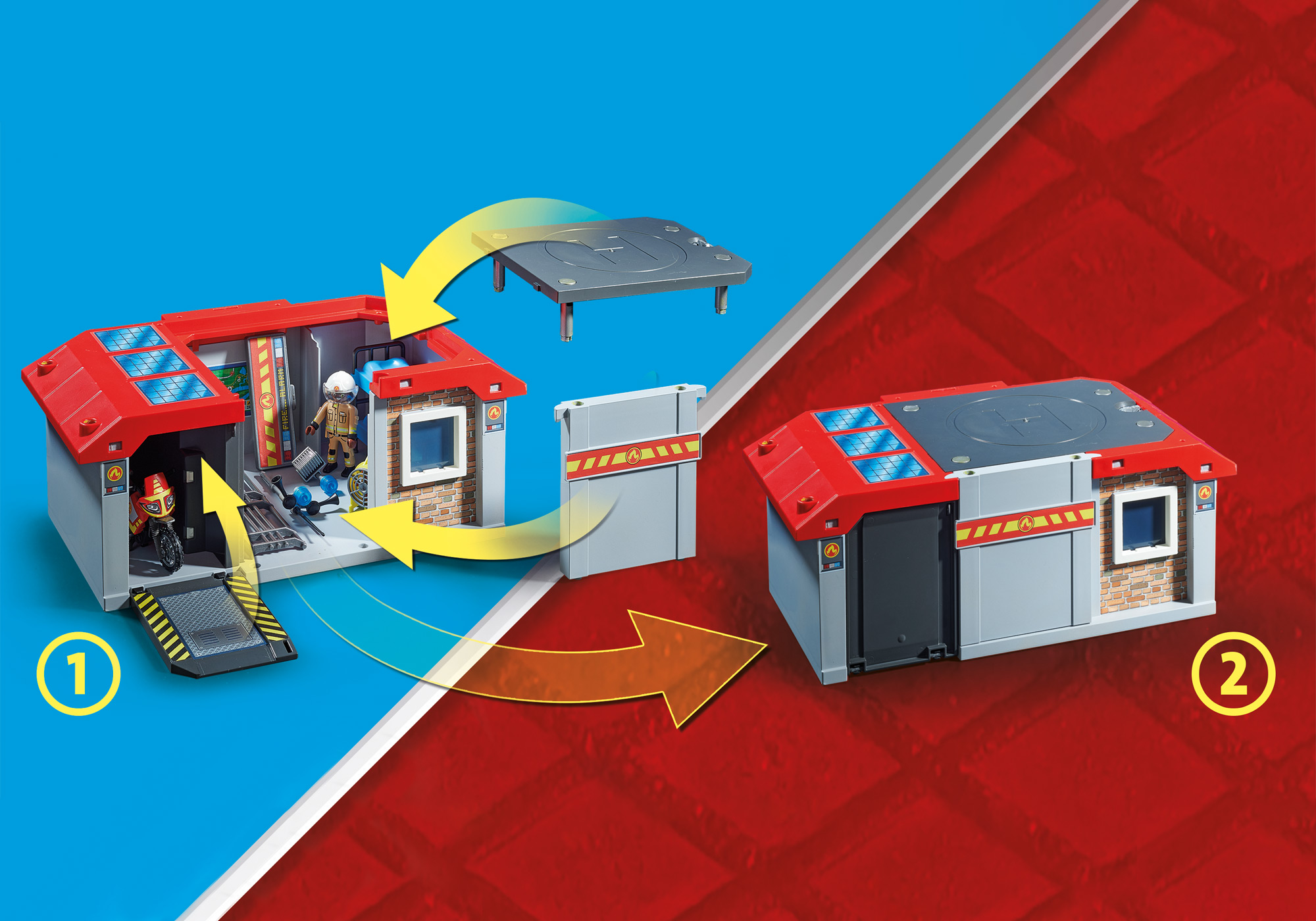 PLAYMOBIL 71193 Mitnehm-Feuerwehrstation Spielset, Mehrfarbig
