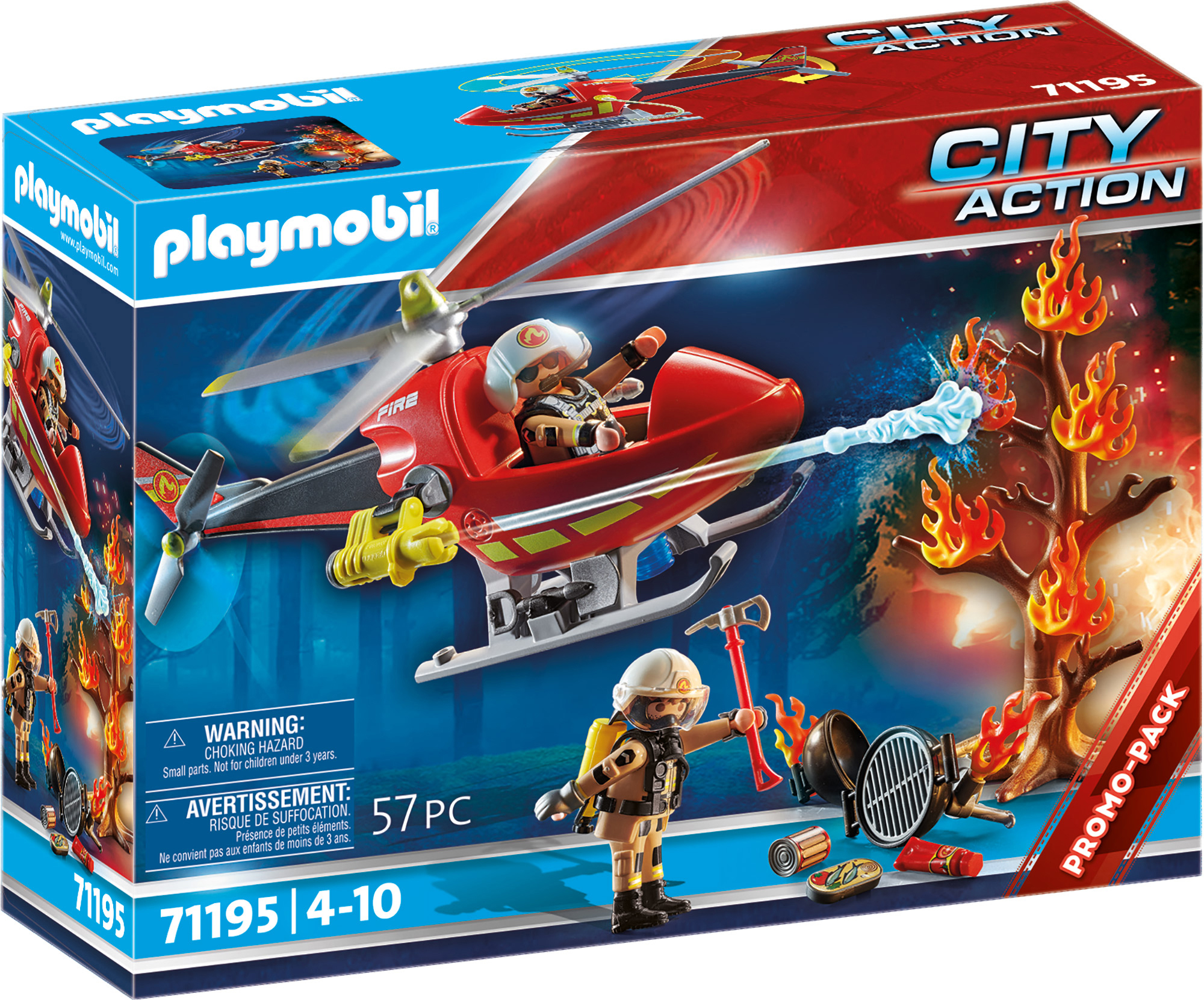 PLAYMOBIL 71195 Feuerwehr-Hubschrauber Spielset, Mehrfarbig