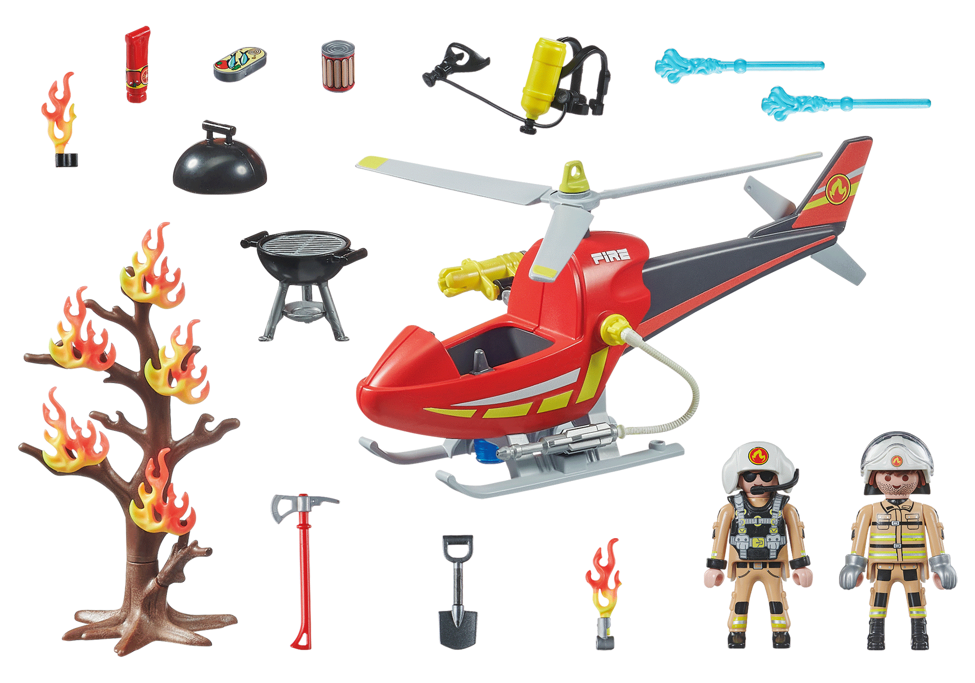 PLAYMOBIL 71195 Feuerwehr-Hubschrauber Spielset, Mehrfarbig