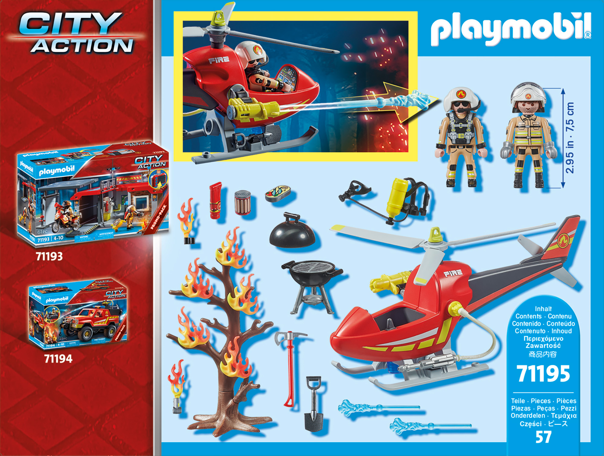 PLAYMOBIL 71195 Feuerwehr-Hubschrauber Spielset, Mehrfarbig