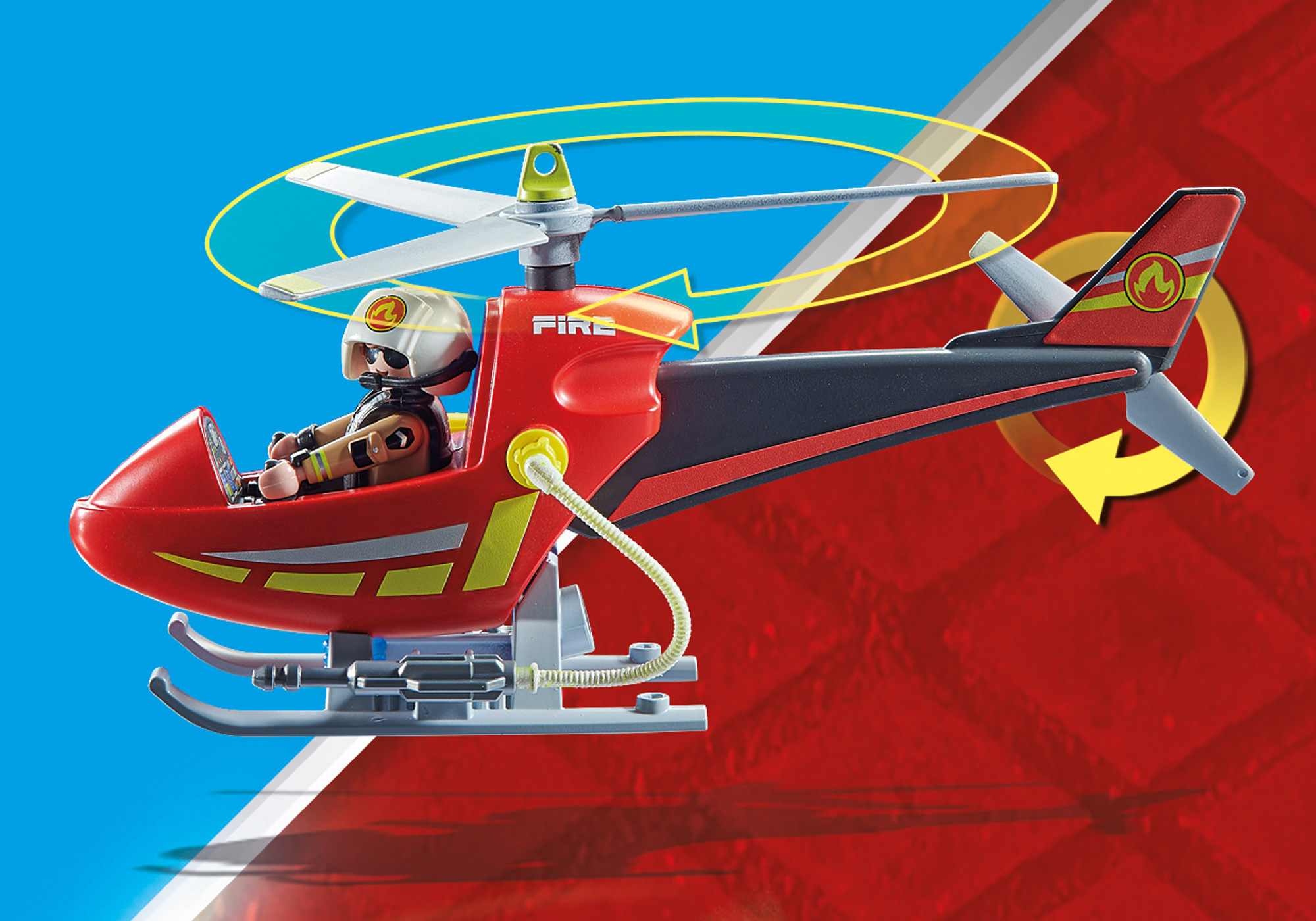 PLAYMOBIL 71195 Feuerwehr-Hubschrauber Spielset, Mehrfarbig