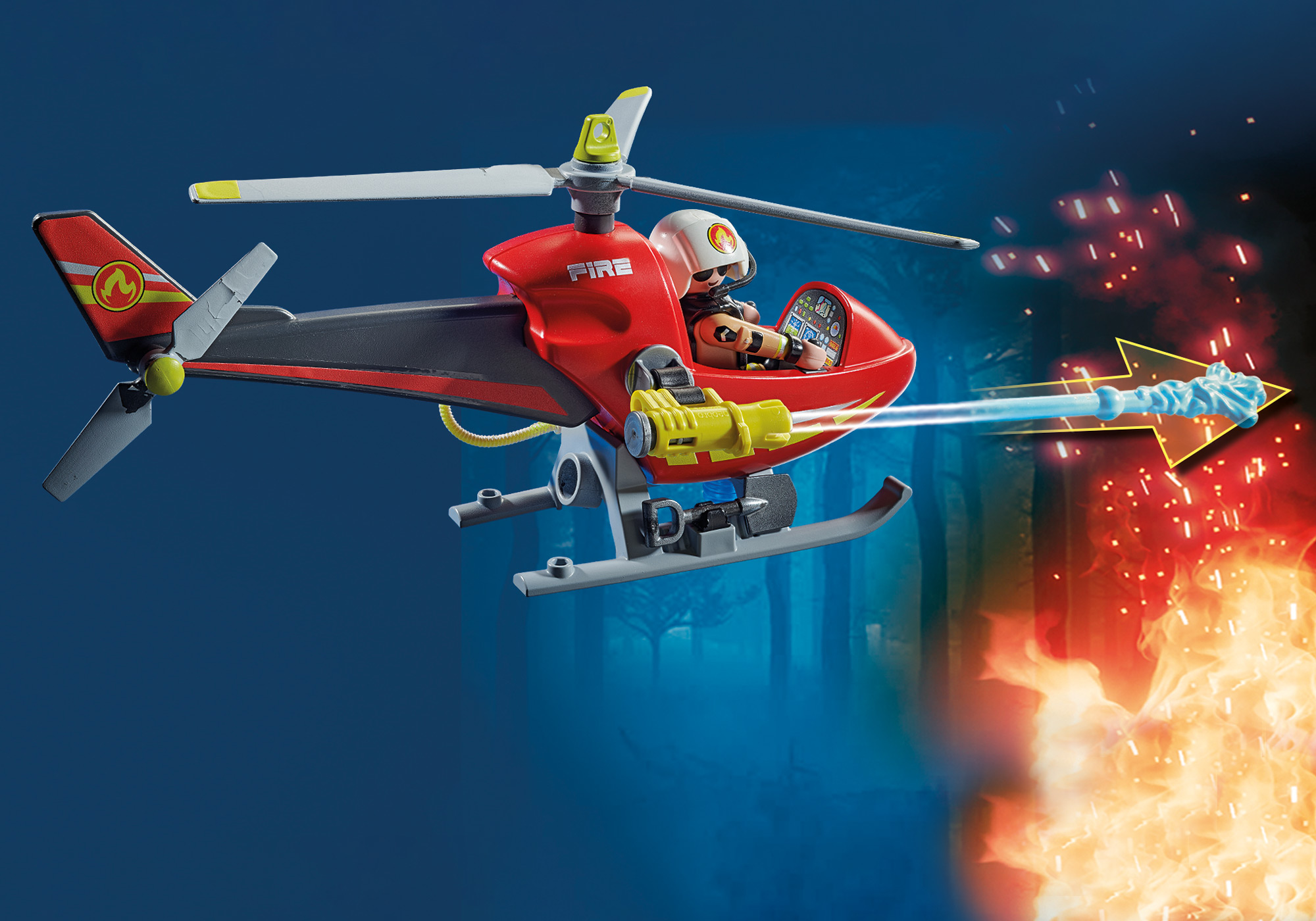 PLAYMOBIL 71195 Feuerwehr-Hubschrauber Spielset, Mehrfarbig