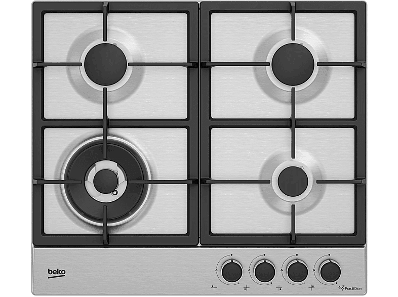 BEKO HIAW64225SXE PIANO COTTURA GAS, 4 zone di cottura, dimensioni: L 58 cm, P 51 piano in Acciaio, Acciaio Inox