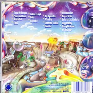 Albumcover mit Cartoon-Landschaft und Titelliste.