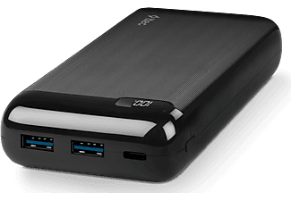 TTEC PowerSlim Pro 20.000 mAh powerbank USB-C csatlakozással, LCD kijelzővel - fekete (2BB186S)