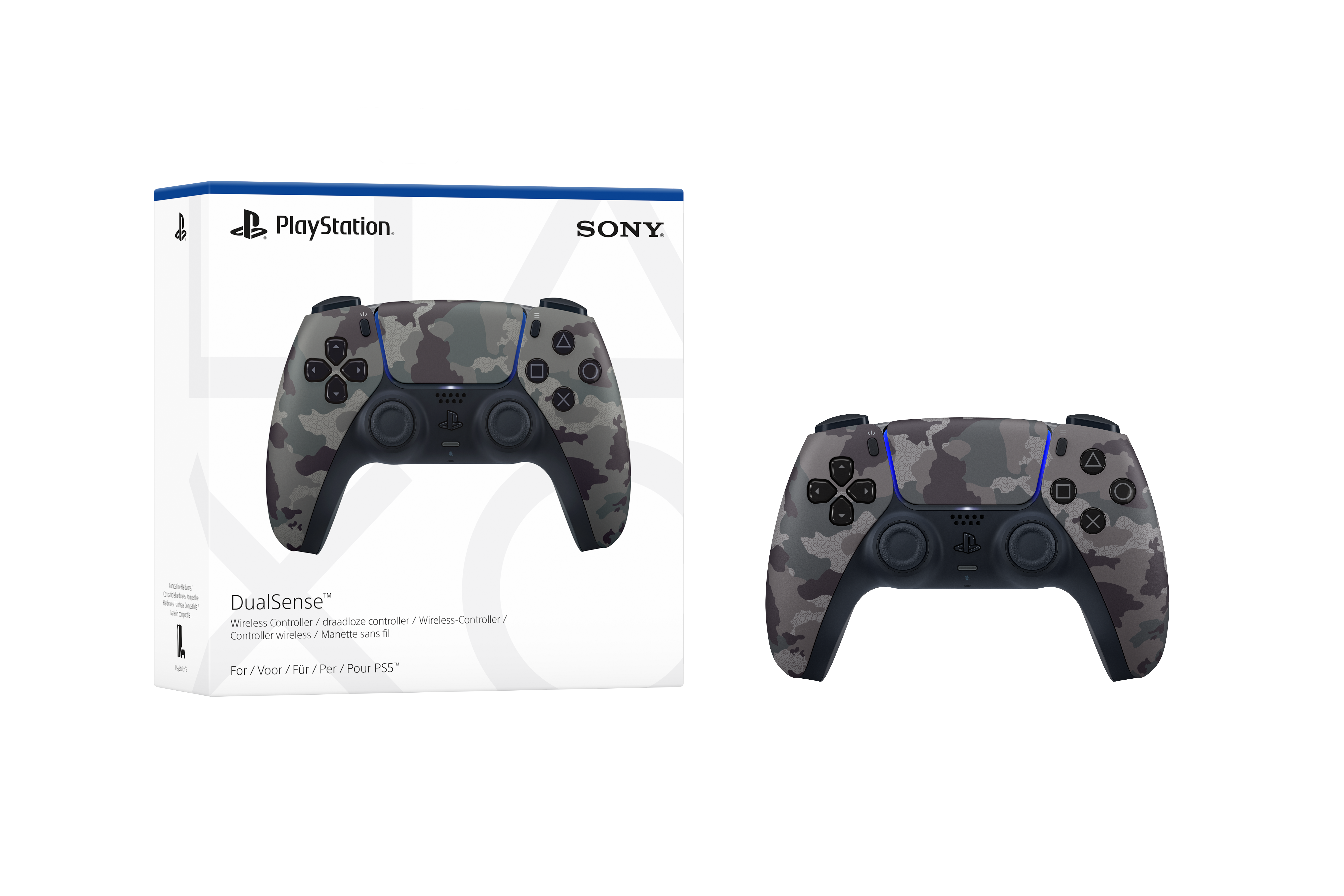 für Wireless-Controller 5, iOS Camouflage Android, DualSense® MAC, PlayStation SONY Grey