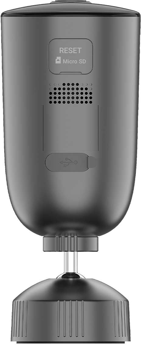 Szürke hengeres eszköz reset gombbal és Micro SD foglalattal. USB port alul.
