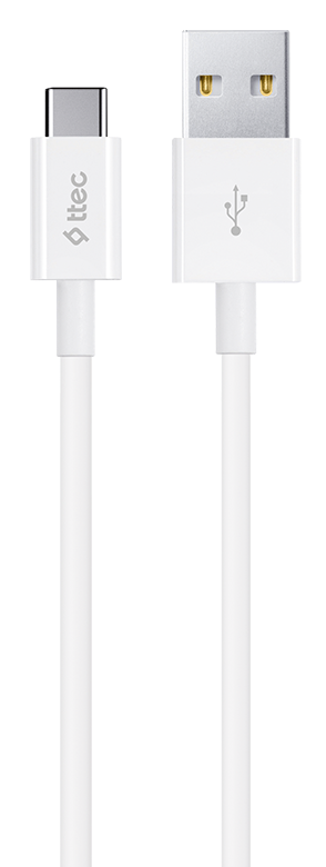 TTECH töltő-és adatkábel USB-C csatlakozással 1.2m - fehér (2DK12B)