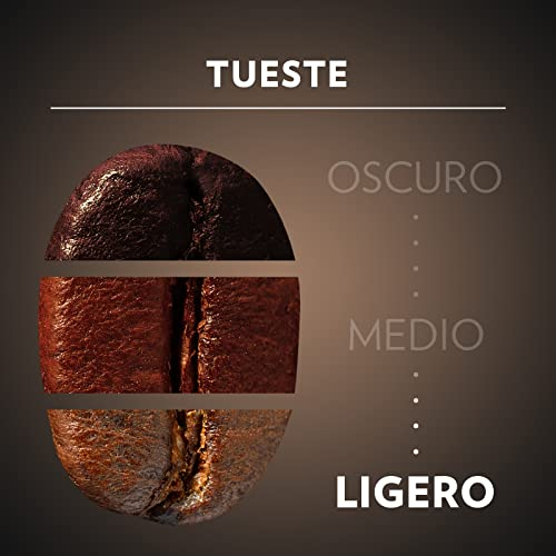 Granos de café, mostrando niveles de tueste claro, medio y oscuro.