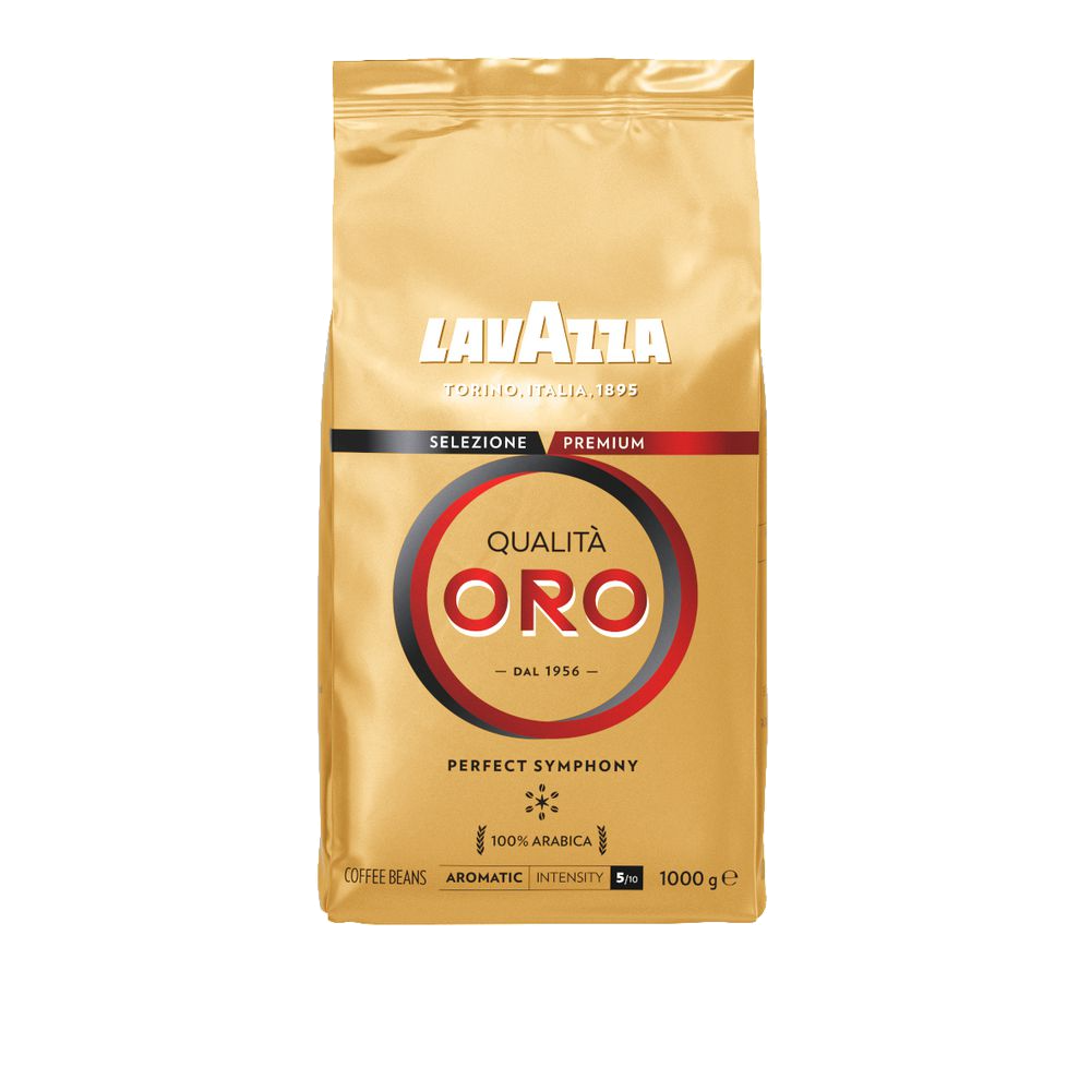 Café en grano - Lavazza Qualità Oro, cafés arábica, Tostado medio de cuerpo completo con sabor dulce, 1kg