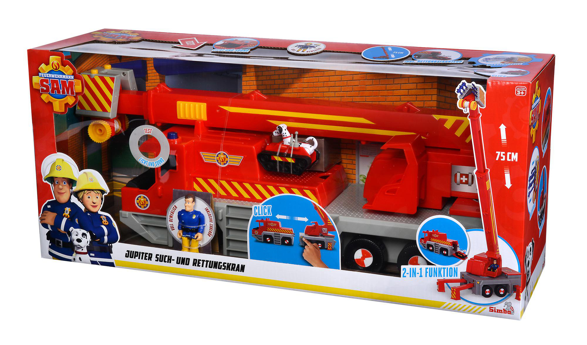 SIMBA TOYS Feuerwehrmann Rettungskran 2-in-1 Mehrfarbig Sam Spielzeugauto