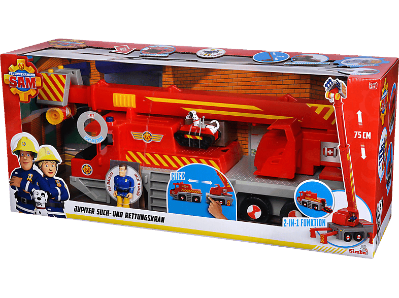 SIMBA Spielzeugauto TOYS Sam Rettungskran Feuerwehrmann Mehrfarbig 2-in-1