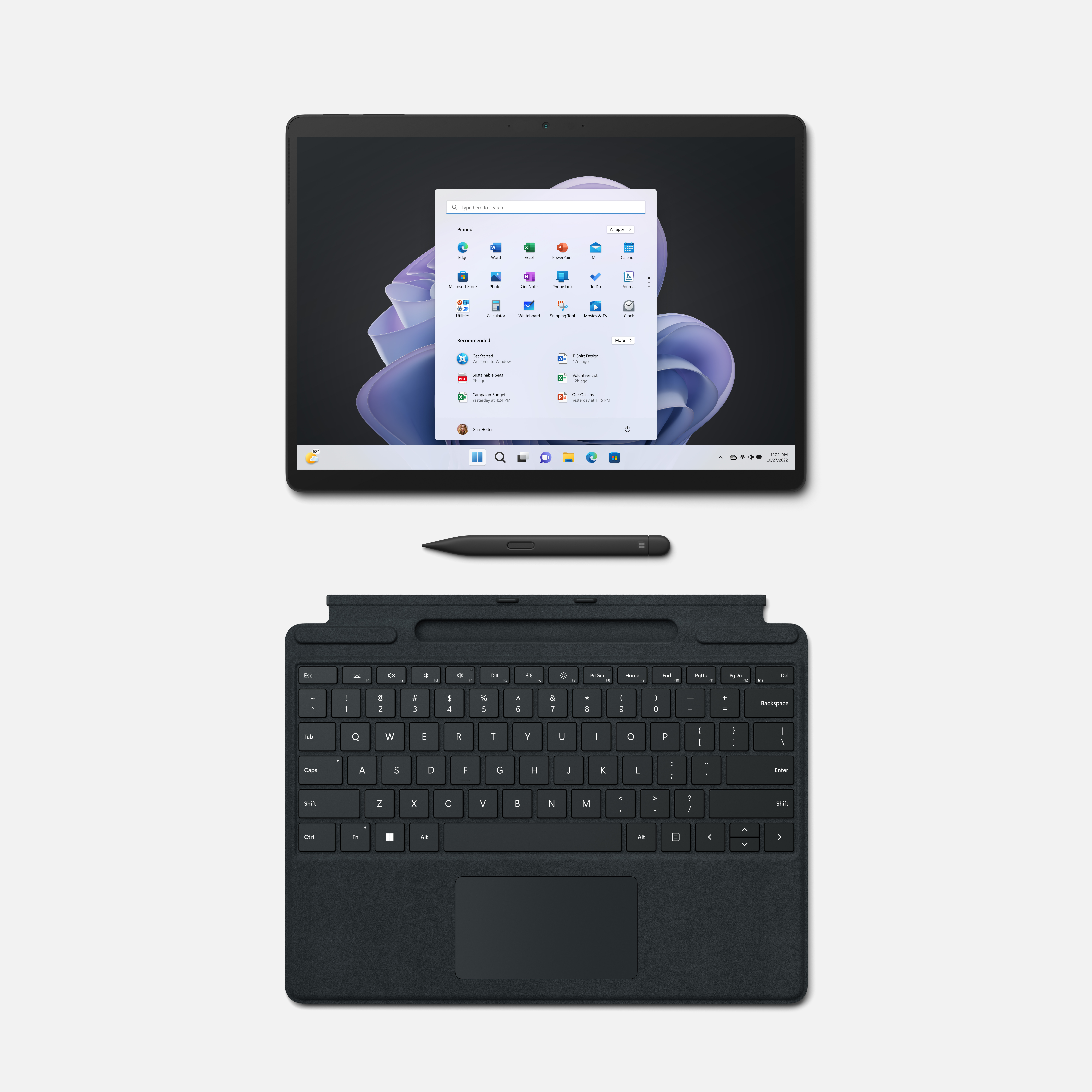 MICROSOFT Surface Pro Xe, 11 (64 Intel®, 13 16 Graphit mit i7 Zoll Iris® Tablet, Intel® GB Prozessor, Display, GB SSD, Bit) 512 2-in-1 Core™ , Home 9 Windows RAM