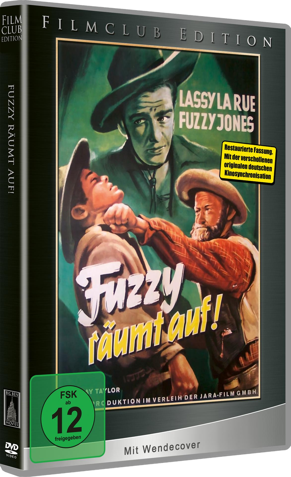 DVD-Hülle mit Filmplakat von drei Männern mit Cowboyhüten. Der Titel steht in großen, stilisierten Buchstaben.