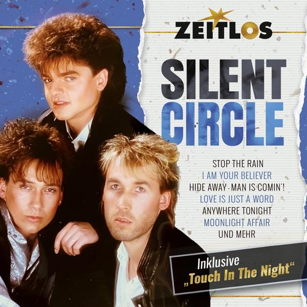 Silent Circle Albumcover. Drei Männer mit dem Bandnamen und Songtiteln in Blau und Weiß.