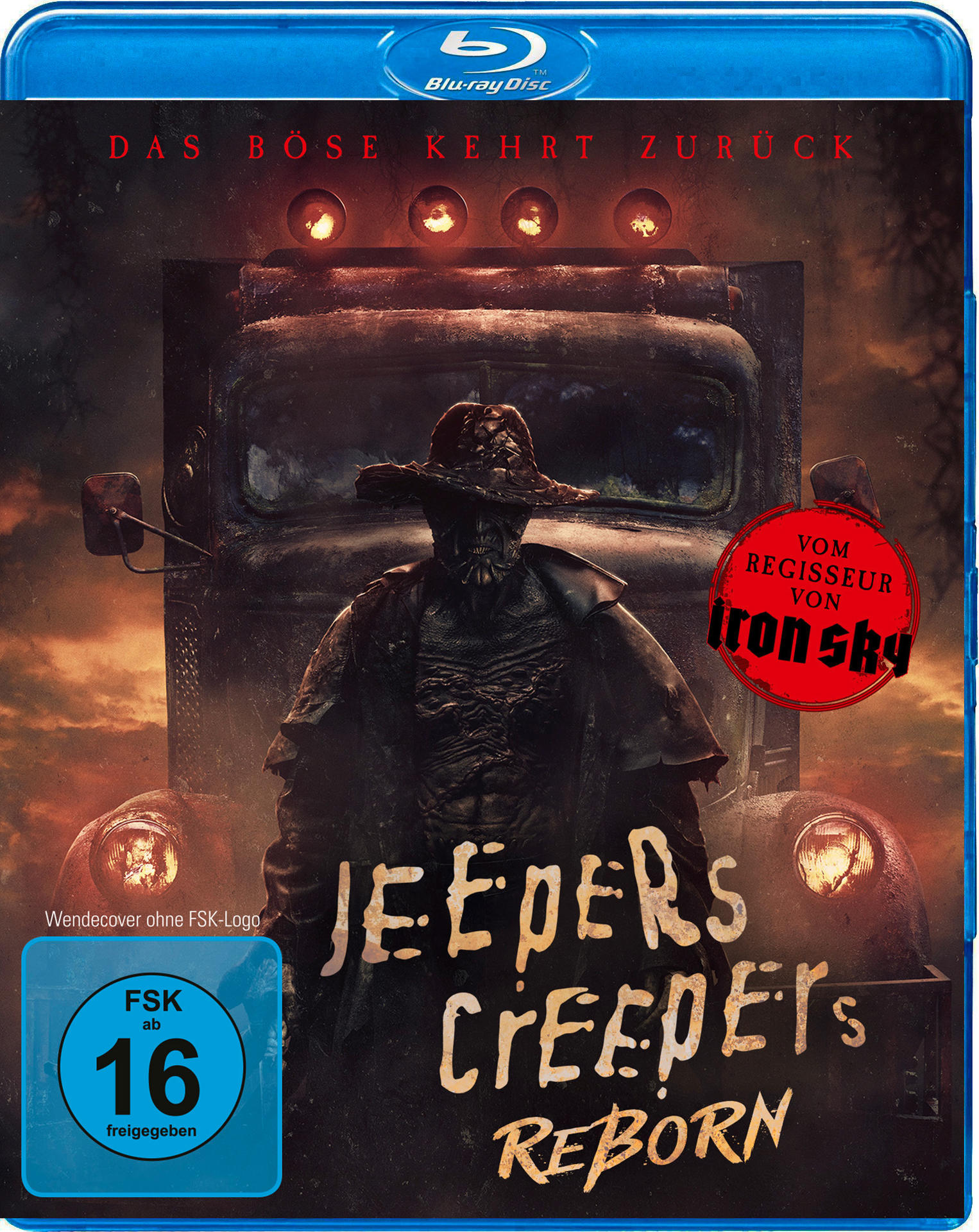 Blu-ray-Cover von "Jeepers Creepers Reborn" mit Monster und LKW.
