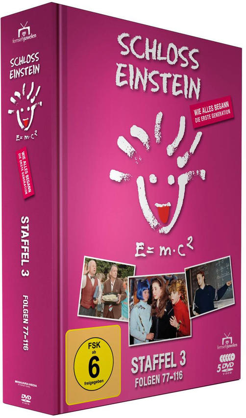 DVD-Hülle. Das Cover zeigt Text und Bilder. Der Hintergrund ist rosa. Die Hülle ist rechteckig.