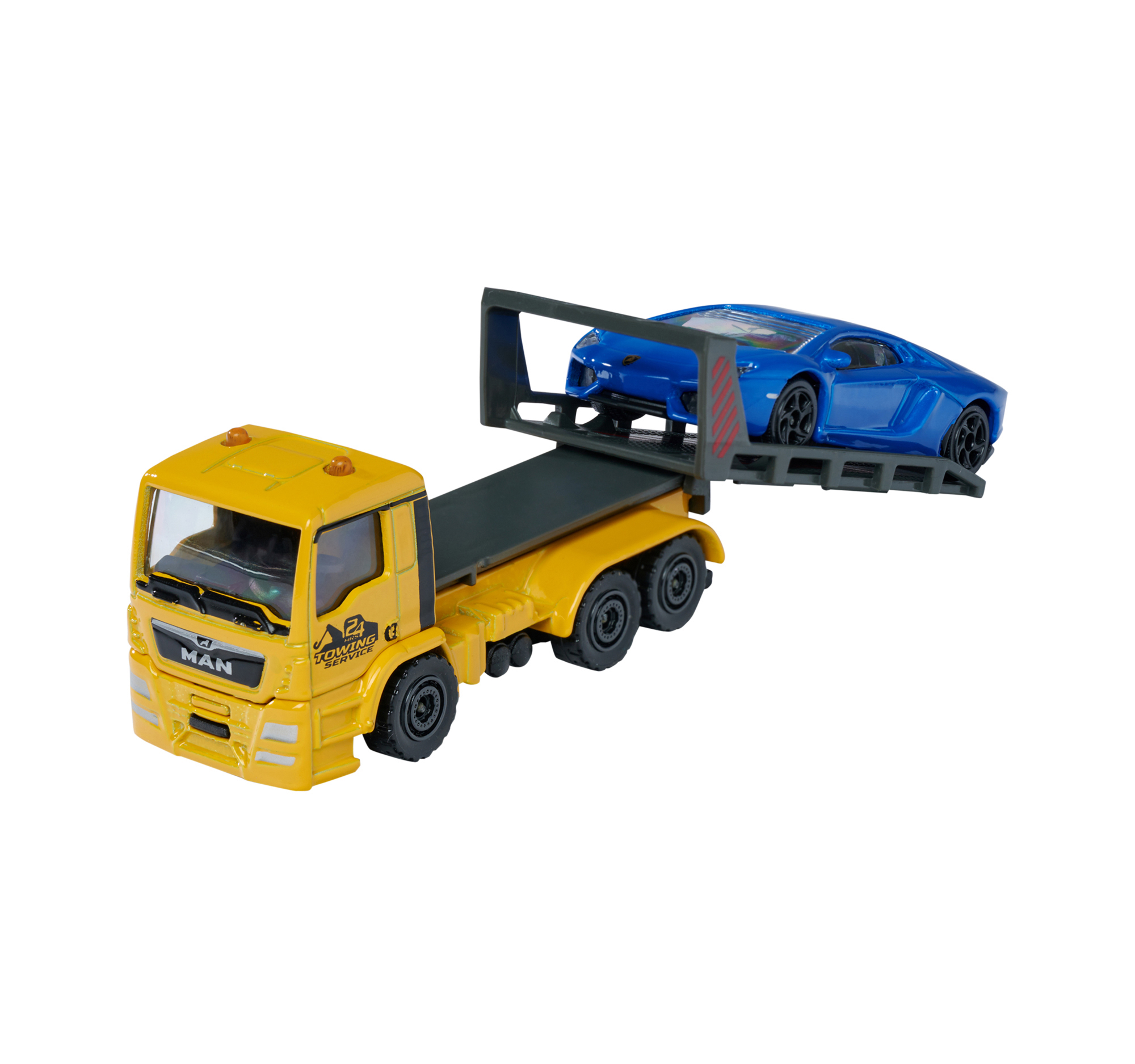 MAJORETTE MAN TGS Tow Spielzeugauto blue w. Lamborghini Mehrfarbig Truck