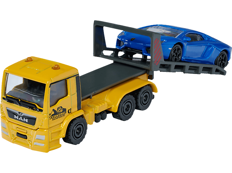 TGS Truck Mehrfarbig blue MAN Tow Lamborghini Spielzeugauto MAJORETTE w.