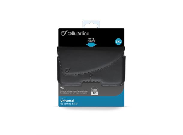 Funda - CellularLine TIE3XK, Universal, Piel, Negro